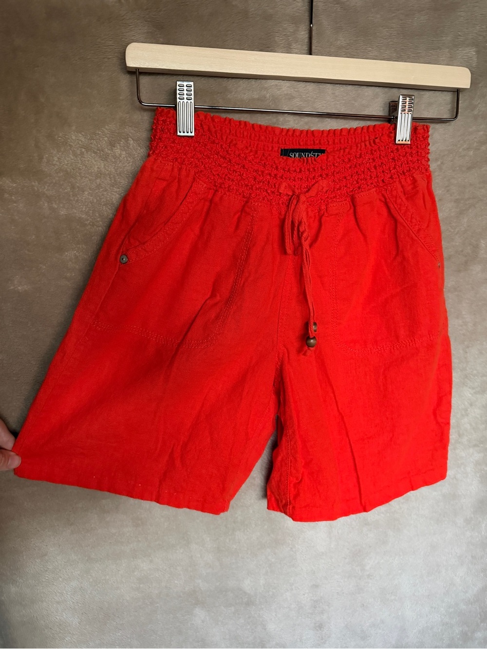 SoundStyle Red Textured shorts by Beau Dawson